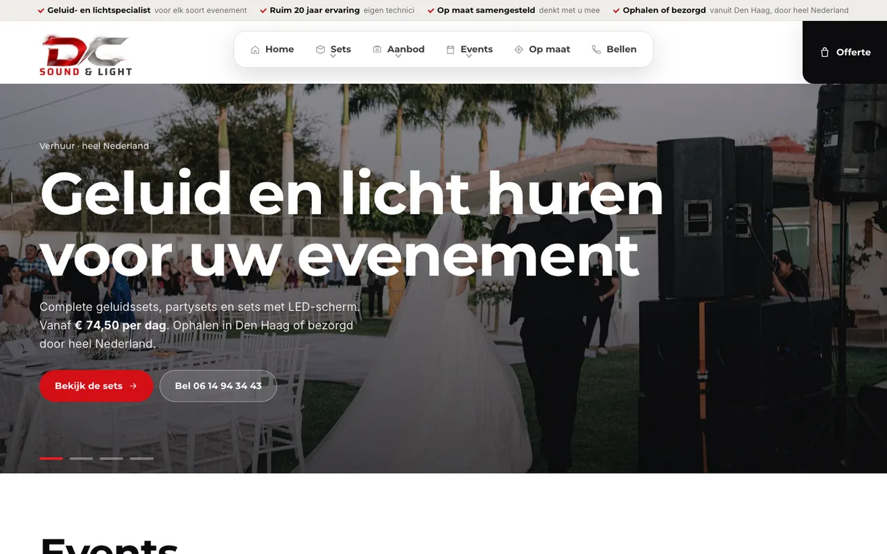 De website van DC Sound & Light